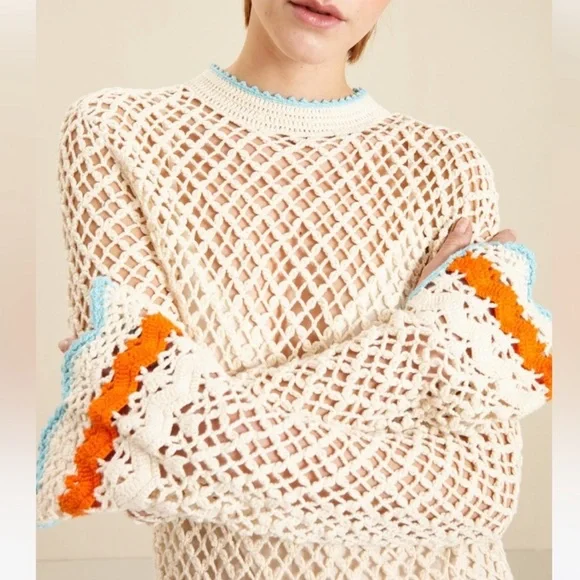 Sportmax by Max Mara Label-cut Multicolour Crochet Freccia Short Dress Size: S - Picture 3 of 14